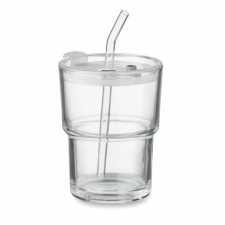 Szklany kubek ze słomką 400ml