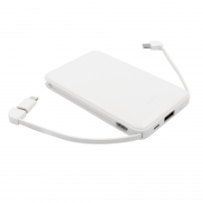 Power bank 5000 mAh ze zintegrowanymi kablami, adapter w komplecie | Presley