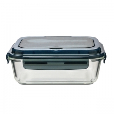 Szklany lunch box ze sztućcami 1000 ml Lagos, czarny